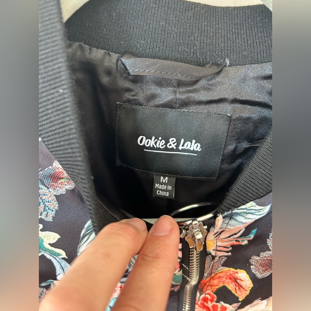 Ookie and Lola Floral Black Bomber Jacket - Picture 2 of 5